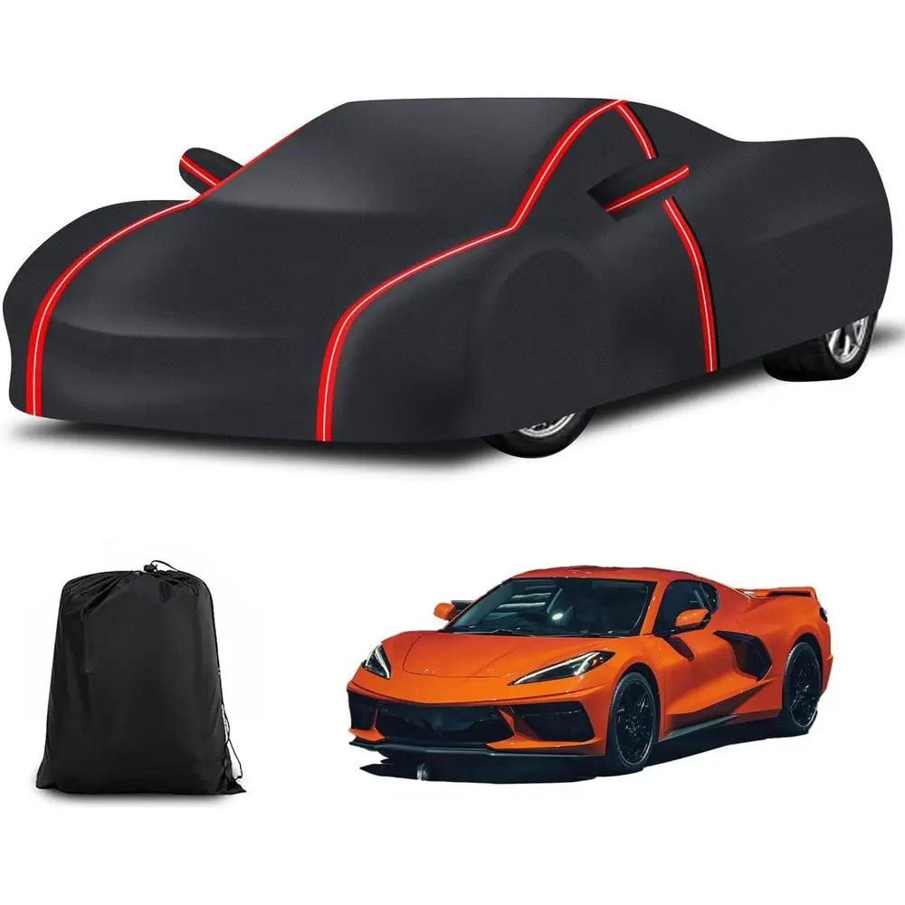 

All-Weather 210T Polyester Corvette C8 Car Cover 2020-2024, Waterproof, UV Protection, Dust & Snow Resistant with Zipper and Sto