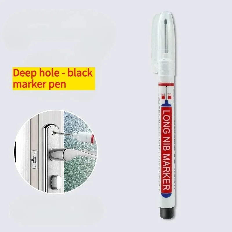 4Pcs Waterproof Long Head Markers Deep Hole Marker Pen for Metal Carpenter Red/Black/Blue/Green Ink Woodworking Tools Marker