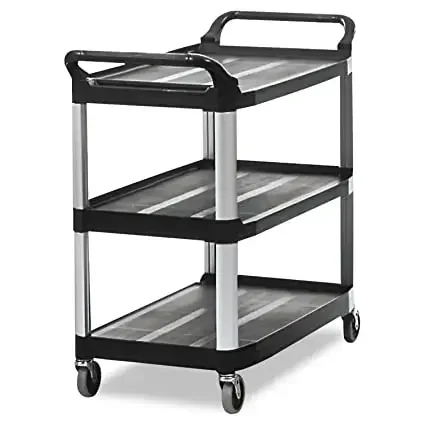 

Three Tier Restaurant Service Cart Heavy Duty 3-Shelf Rolling Service/Utility/Push Cart 300 lbs Foodservice/Restaurant/Hotel