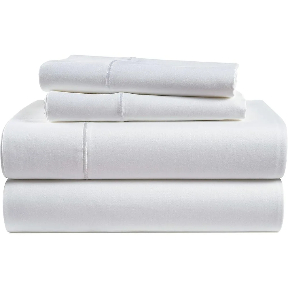 100% cotton, 4-piece extra large bed sheet set, smooth satin weave, 16 inch deep pocket bed sheet set - white