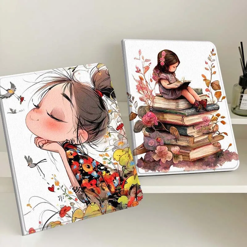 

Art Design Color Girl Book For Apple iPad Pro Air 13 2 7th 6th 2025 M2 M3 M4 M512.9 13 inch Foldable Tablet Case Gift