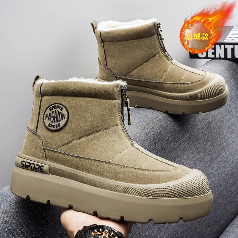 

Зимняя обувь для мужчин 2026, теплые удобные зимние ботинки на меху, уличные непромокаемые пуховые ботинки, высокие ботильоны, обувь на платформе, размер 45