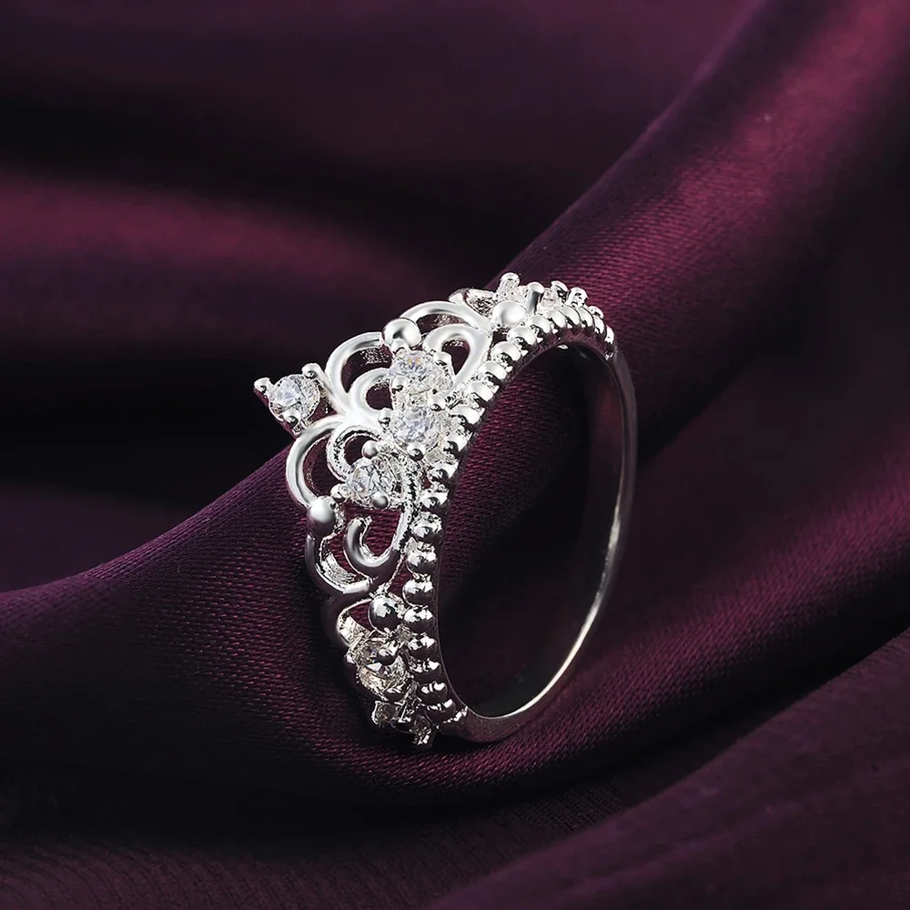 Special Offer 925 Sterling Silver Rings For Women Crystal Crown Size 7 8 Fashion Party Christmas Gifts Diamond Wedding Jewelry