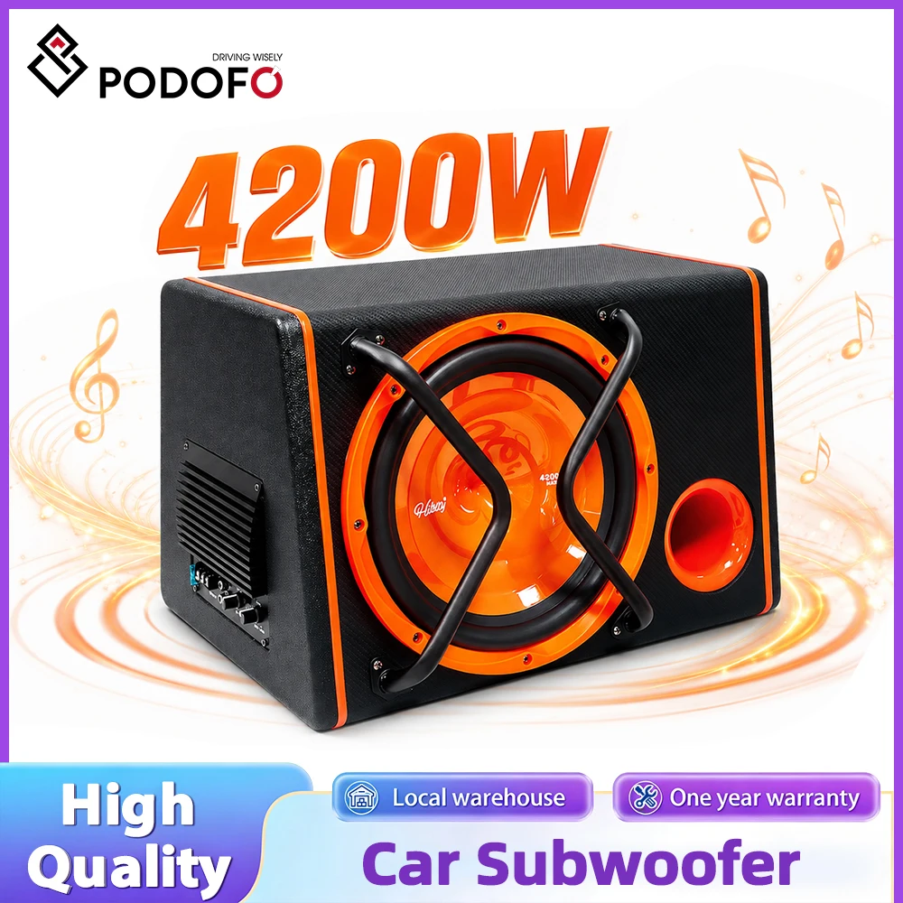 Podofo 4200W Amplificateur de basses haute puissance pour voiture avec câble audio pour modèles de véhicules