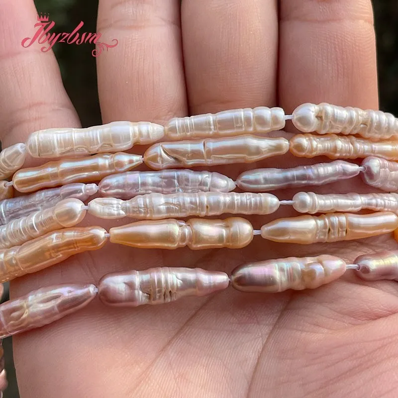 Natural Freshwater Pearl Stick DIY Stone Beads For Necklace Bracelet Strand 15 Inch 5x15-7x33mm DIY Jewelry Making Free shipping