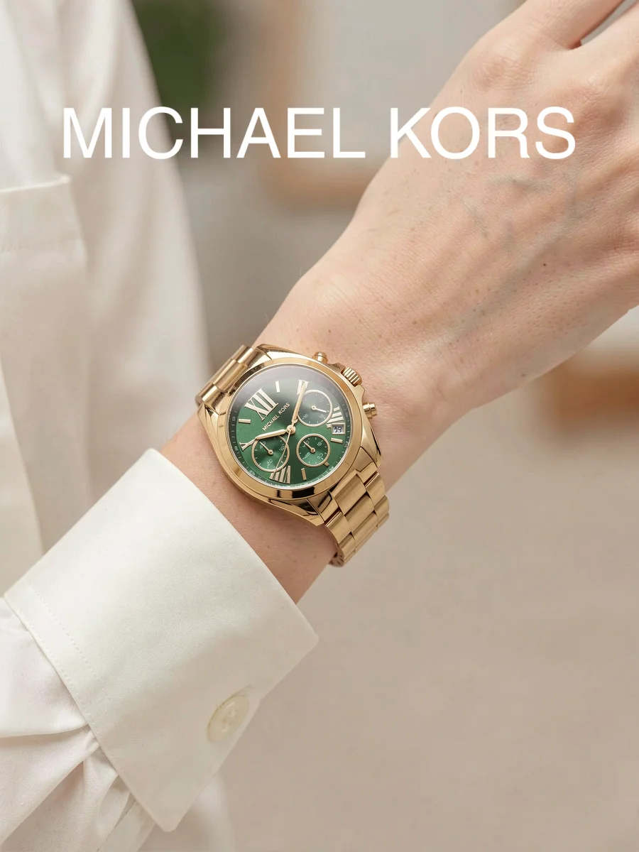Ladies Chronograph Watch,Gold Stainless Steel Bracelet,Green Roman Dial Date Women Wristwatch for Evening Dinner Corporate Gift