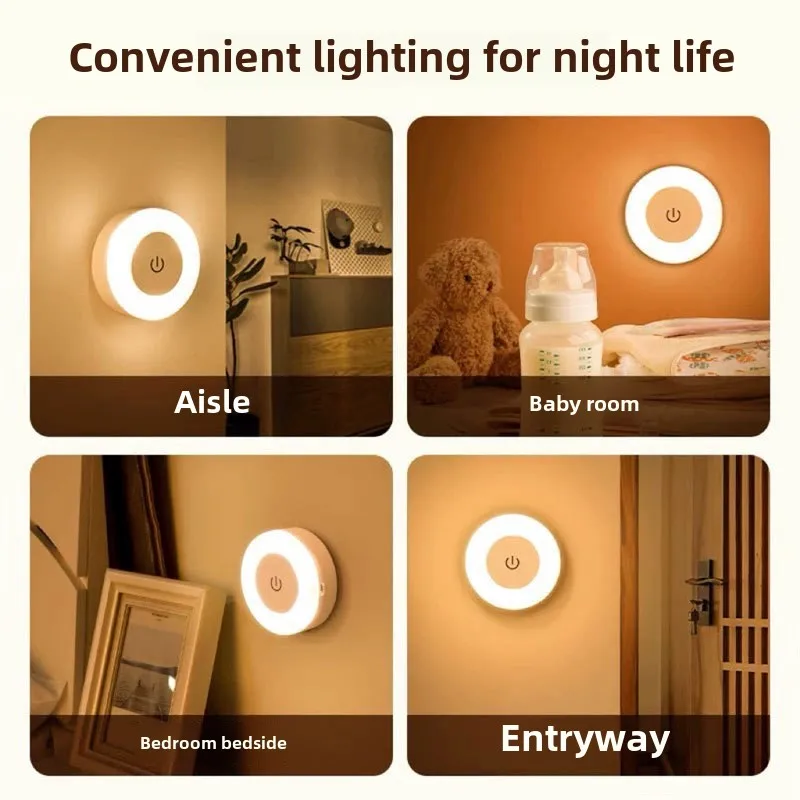 Touch-sensitive Charging Led Night Light Bedroom Corridor Energy-saving Bedside Light Baby Feeding Night Light
