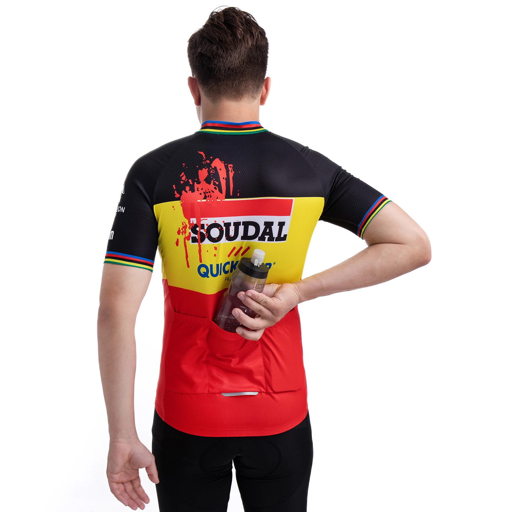 2025 Soudal Quick Step World Champion Jersey Summer Cycling Clothing Men Road Bike Shirts Short Sleeves Bicycle Shirt