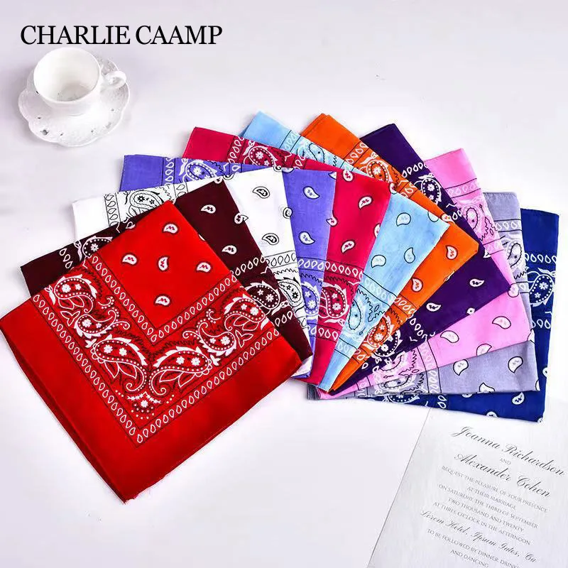 Novelty Design Fashion Hip Hop Cotton Bandana Square Scarf Headband Tie Dye Hijab Black Red Paisley Women Men Boys Girls Scarves