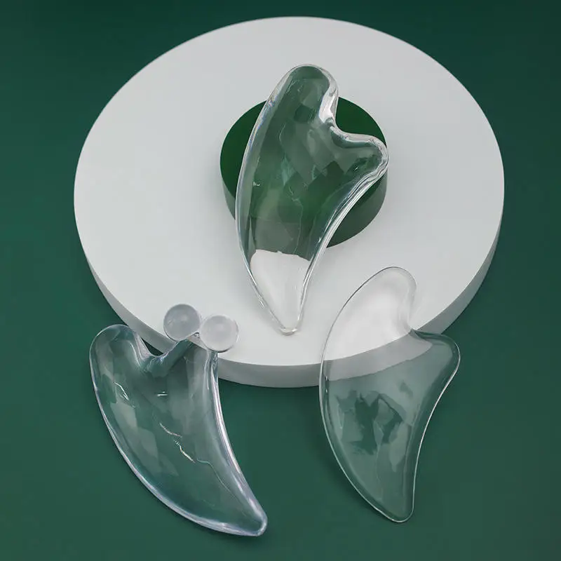 

Crystal Gua Sha Board And Buffalo Horn Facial Scraping Plate For Women, Massager Tool For Face And Body Acupoint
