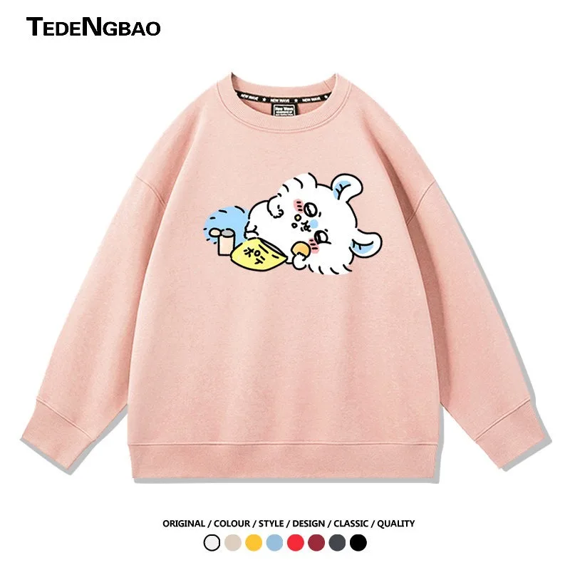 Anime Chiikawa Momonga Crewneck Sweatshirt Spring Autumn Thick Cotton Breathable Loose Comfortable Versatile Casual Unisex New