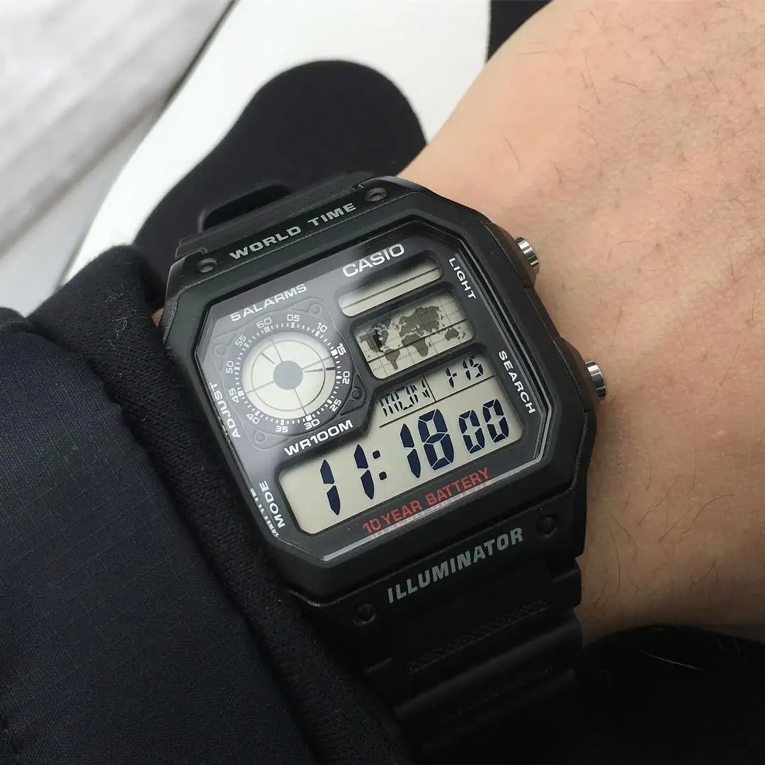 Casio ae-1200wh-1av youth men's watch black digital. 100 meters.