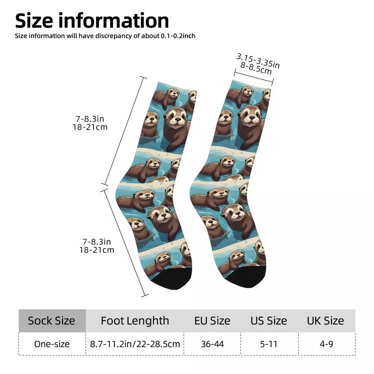 Men Socks Playful Otters In The Ocean Stockings Autumn Leisure Warm Soft Socks Design Outdoor Non Slip Socks