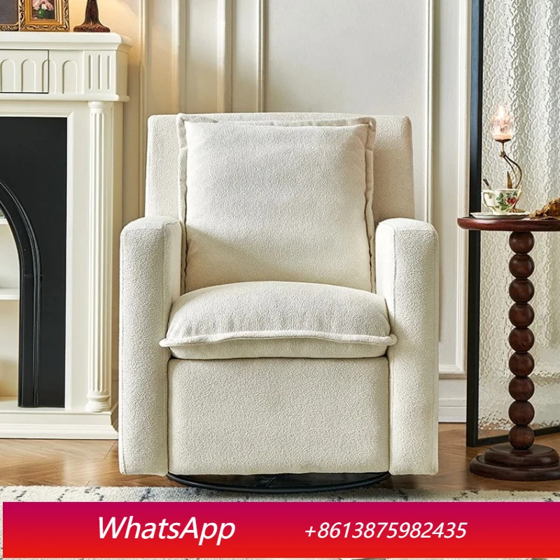 

LTT white fabric electric recliner living room lamb wool single swivel chair balcony electric adjustment