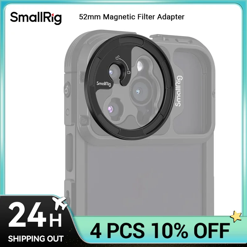 SmallRig 52mm Magnetic Filter Adapter Upgraded for iPhone 15 Series Cage, Phone Lens Filter Ring with M Lens Mount - 3840C