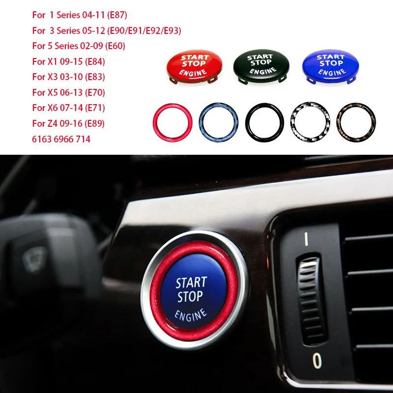 Car Engine START Button Replace Cover STOP Switch Accessories Key Decor for BMW X1 X5 X6 E71 Z4 E89 3 5 Series E90 E91 E60 E87