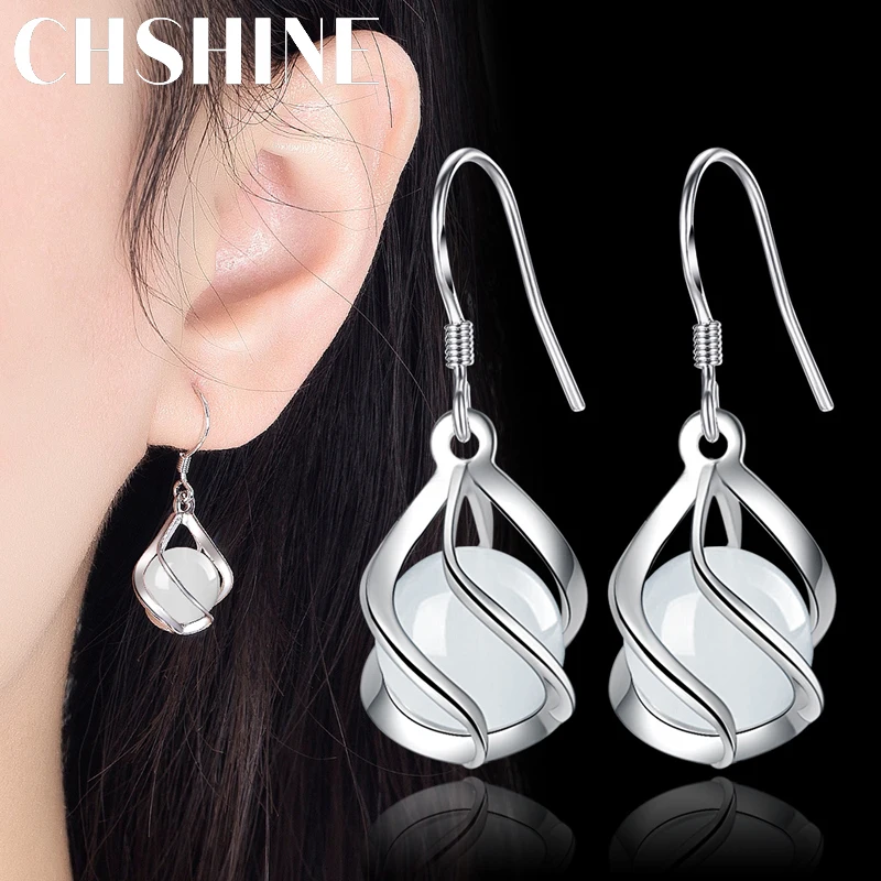 

Hot 925 Sterling silver Beautiful drop earrings for women luxury fashion party wedding engagement jewelry Christmas gifts