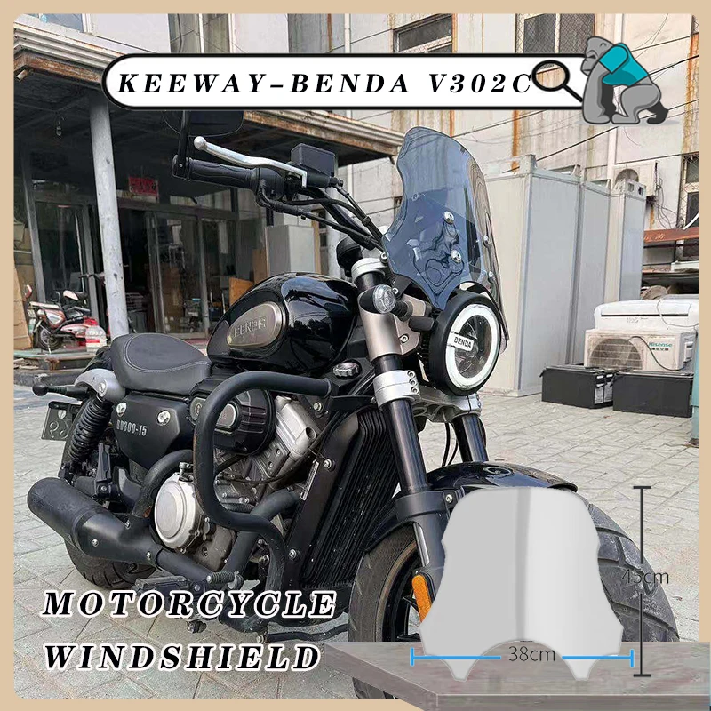 

Customized For KEEWAY-BENDA V302C Motorcycle ABS Plastic Screen Headlight Windshield Fairing Cover Retro motorcycle windshield