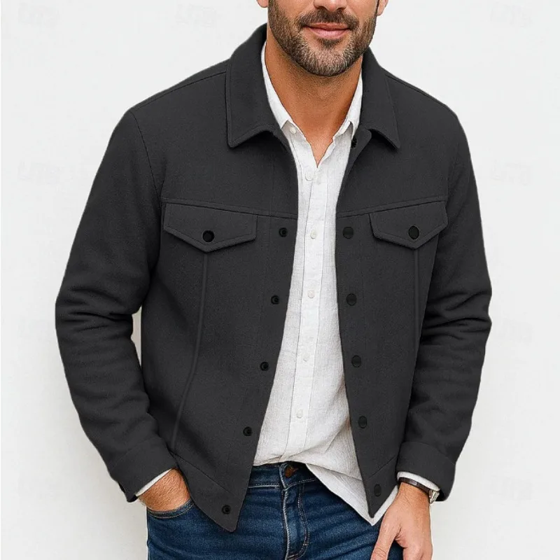 Autumn Winter Lapel Wool Blazer Men's Business Casual Sportswear Outerwear
