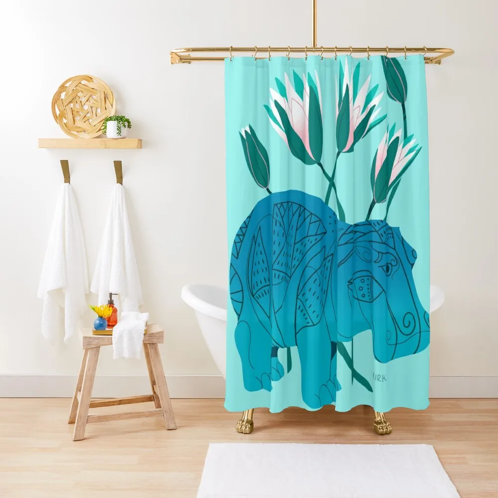 

Faience Hippo - Floral Artefacts Shower Curtain Washable Waterproof Fabric Shower For Shower Curtain