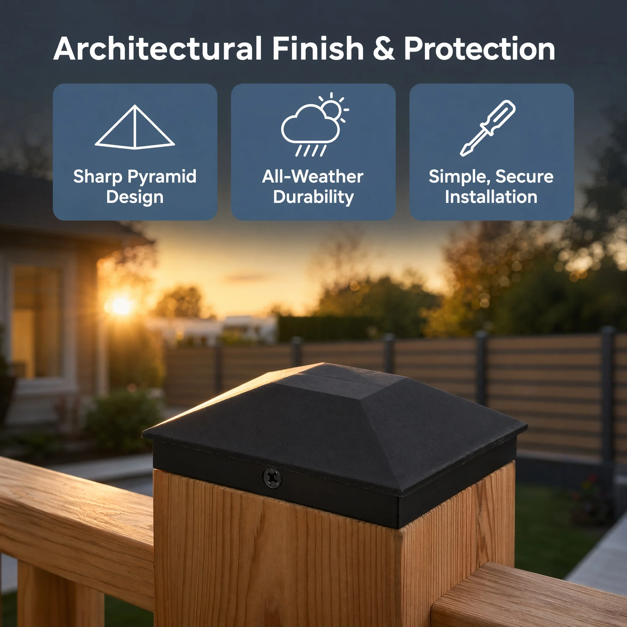 12 Pack Pyramid Posts Cap Cover Weather-Proof Rustproof Outdoor Columns Cap Posts Topper Cover for Terraces Gardens Railings