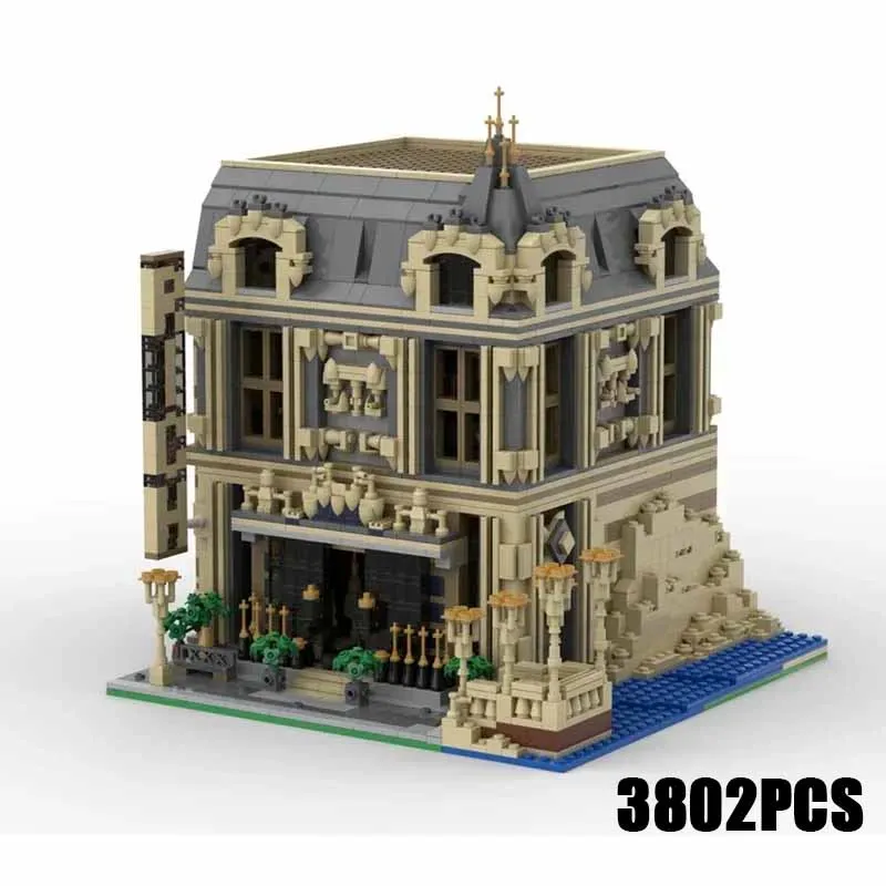 Moc bloco de construção modular big ben lounge palácio loja modelo tecnologia tijolo diy montagem cidade vista rua construir brinquedo presente