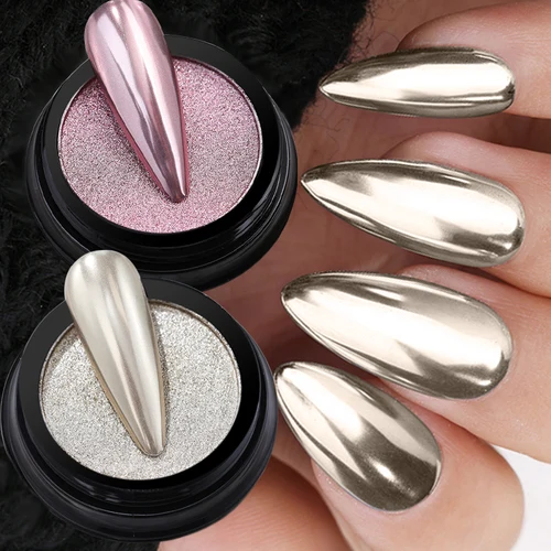 Imagen 2 del producto NICOLE DIARY 2 cajas de polvo metálico con purpurina para uñas, superbrillante, dorado, plateado, pigmento sólido, polvo, decoraciones de esmalte de uñas en Gel