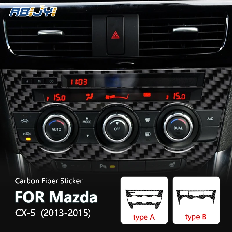 For Mazda CX-5 2013-2015 Accessories Carbon Fiber Style Interior Air Conditioning Control Panel Cover Trim Sticker Decoration