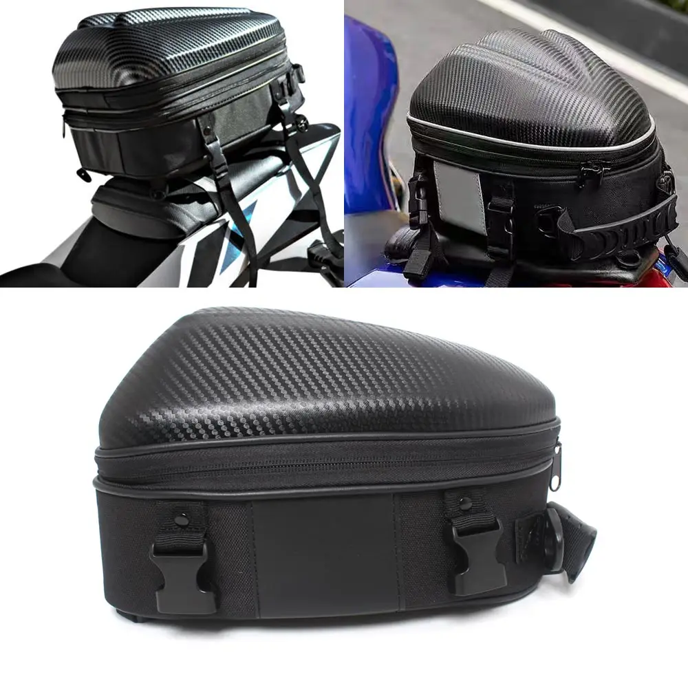 Black Multifunctional Motorcycle Tail Bag PU leather Waterproof Motorbike Rear Back Seat Bag Commuter Tail Bag