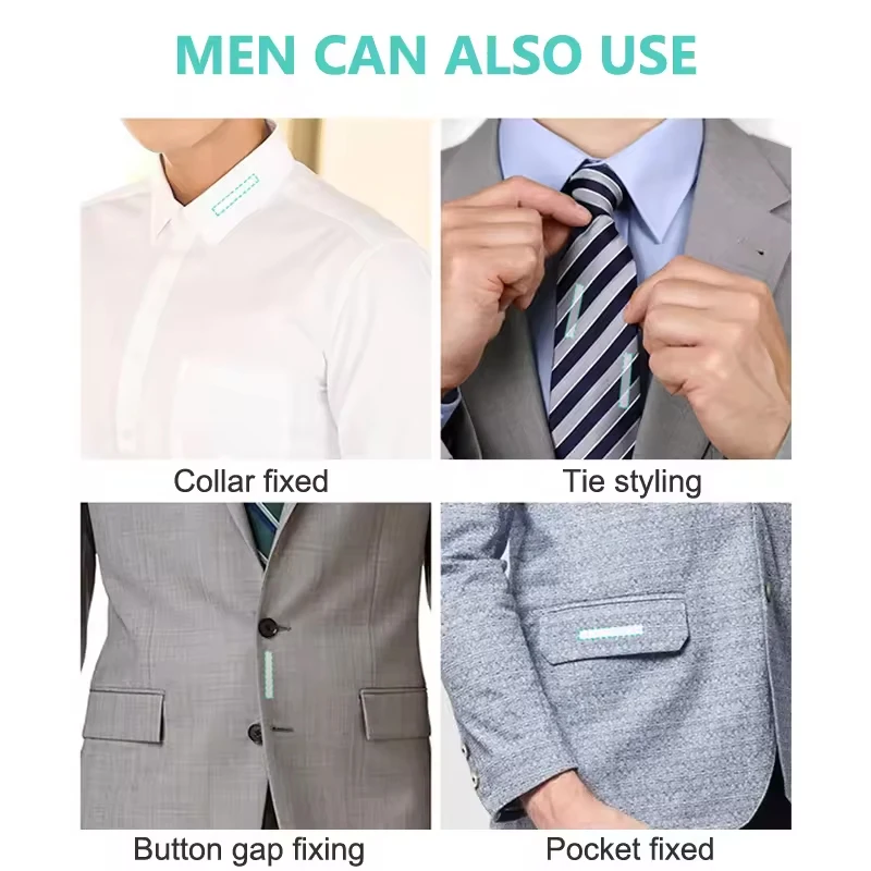 قميص لاصق مضاد للوهج غير مرئي شفاف على الوجهين شريط قميص العنق تحديد قطعة أثرية رقعة مضادة للوهج