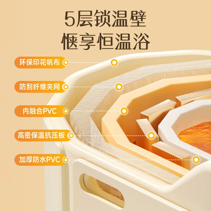 Circle Qi folding bath bucket heightened bath bucket folding adult free installation bathtub household adult high-depth bucket
