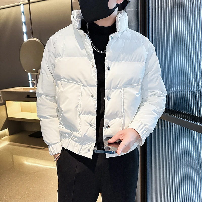 Small Size 155 Men's Winter Cotton Jacket S XS Warmth Outerwear Trendy Brand Polyester Fiber Filling Short Style Zipper