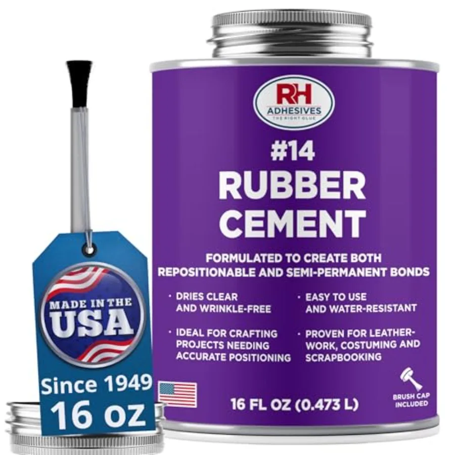 #14 Rubber Cement 16 oz. can - Crafting Leather Upholstery Costuming Scrapbooking DIY Repostionable Semi-Permanent -