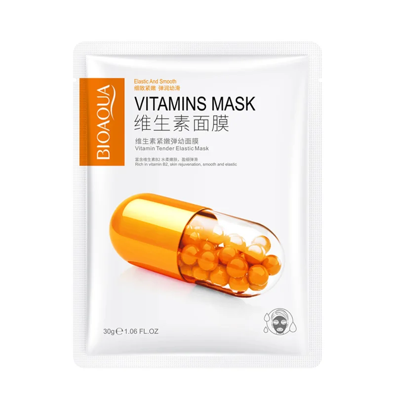 5pcs BIOAQUA Vitamin C Face Mask Moisturizing Oil Control Face Sheet Masks Beauty Skincare Facial Masks for Face Skin Care