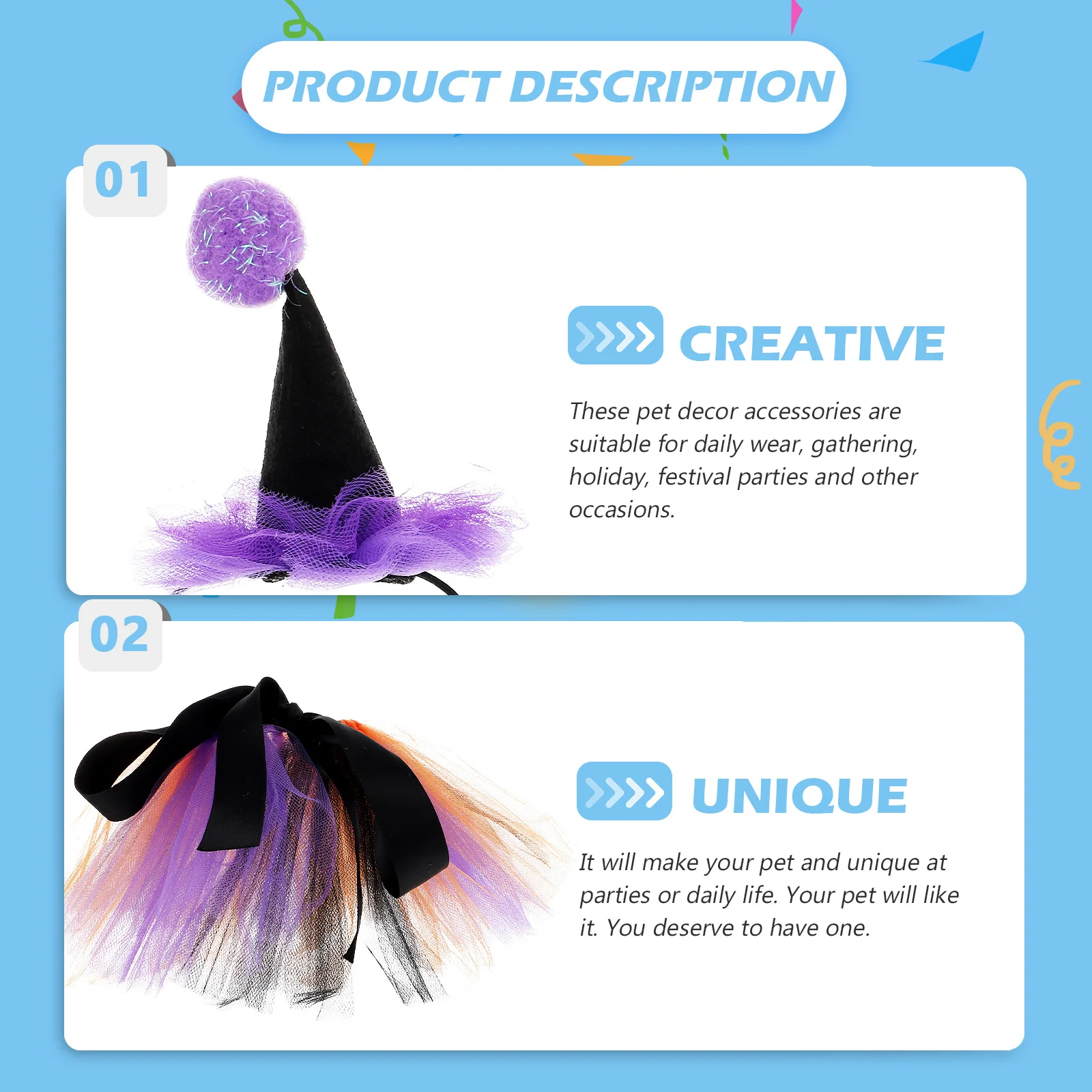 

1Set Pet Clothes Accessories Premium Gauze Dog Halloween Skirt and Hat Outfit for Photo Shoots Parties Gatherings Unique Gift