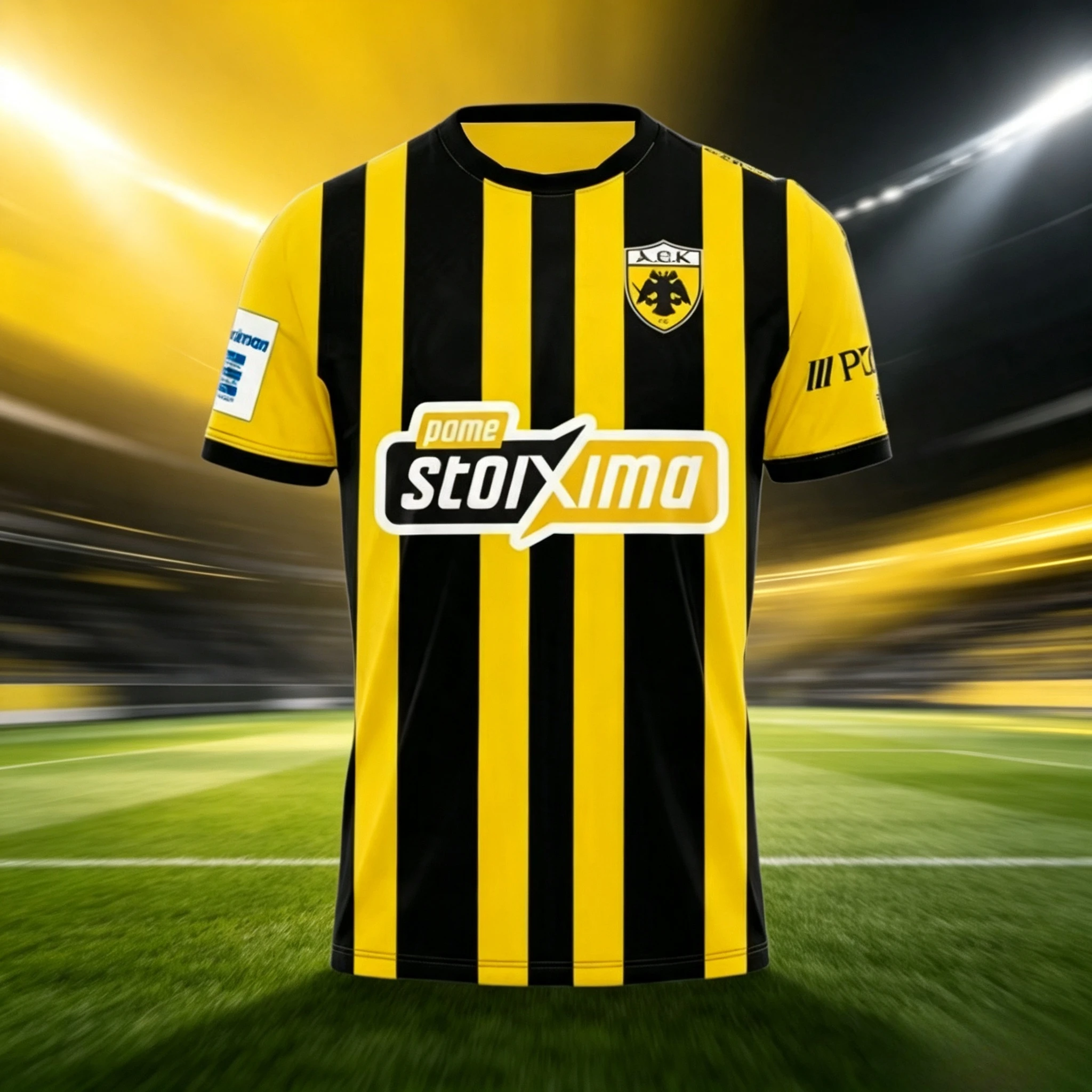 AEK Athens Vertical Striped Soccer Jersey Family Matching T-shirt Suitable for Daily and Training Wear Quick Drying Leisure Y2k