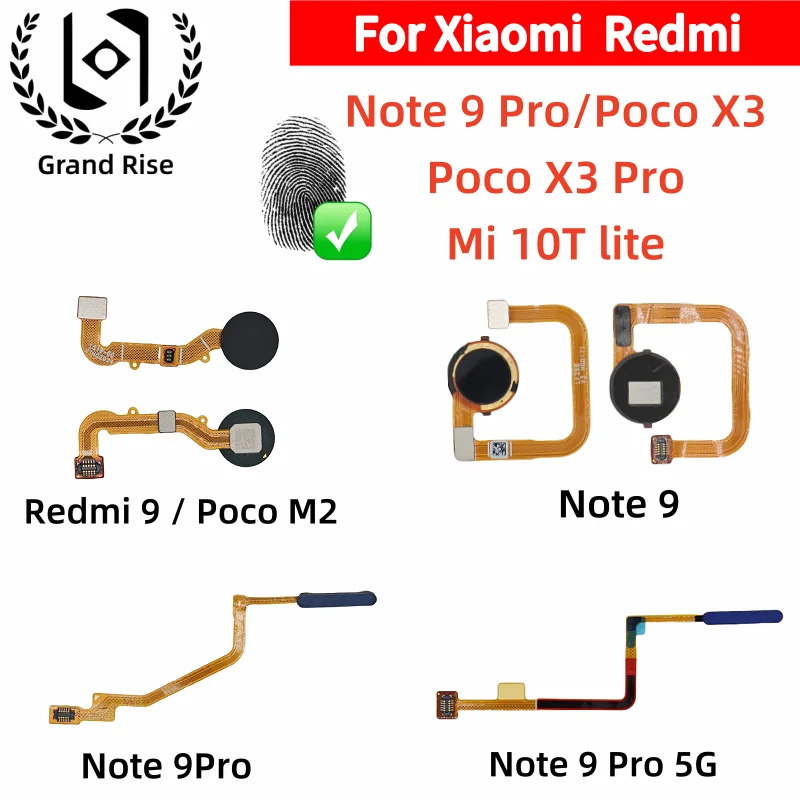 

For Xiaomi Redmi9 Note9 Mi10T Lite PocoM2 X3 Pro Note9Pro Home Back Side Power Button Touch ID Finger Scanner Fingerprint Sensor
