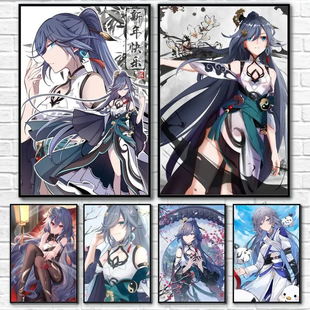 

Fu Hua Honkai Impact Poster Home Living Bed Room Bar Hallway Sticky Wall Art Printing Waterproof Aesthetic Decor