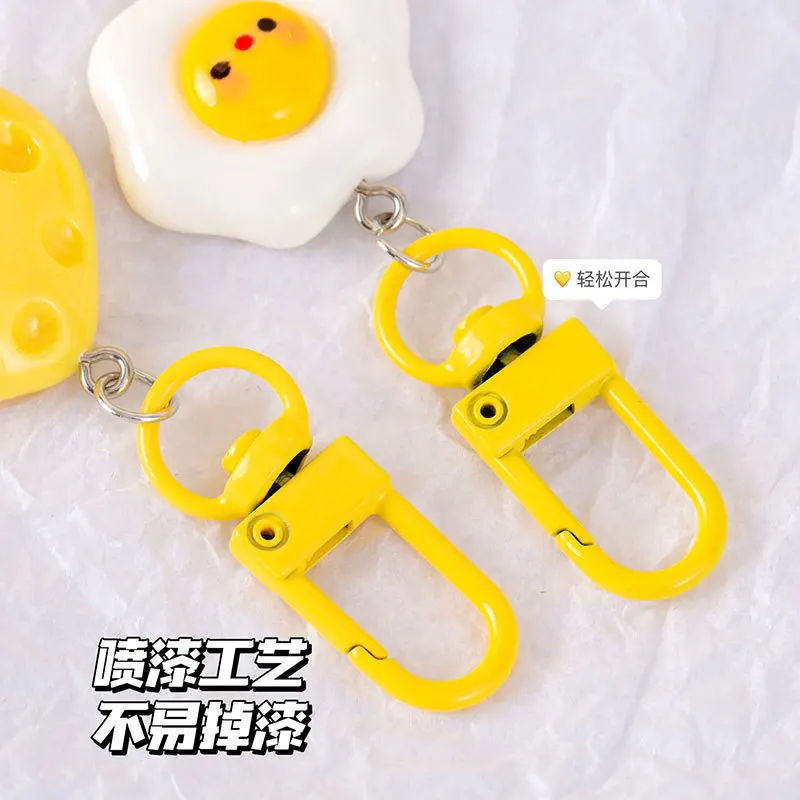 Cute Egg Cheese Keychain Resin Food Bag Pendant Student Backpack Key Chains Accessories Girlfriend Couple Small Gift