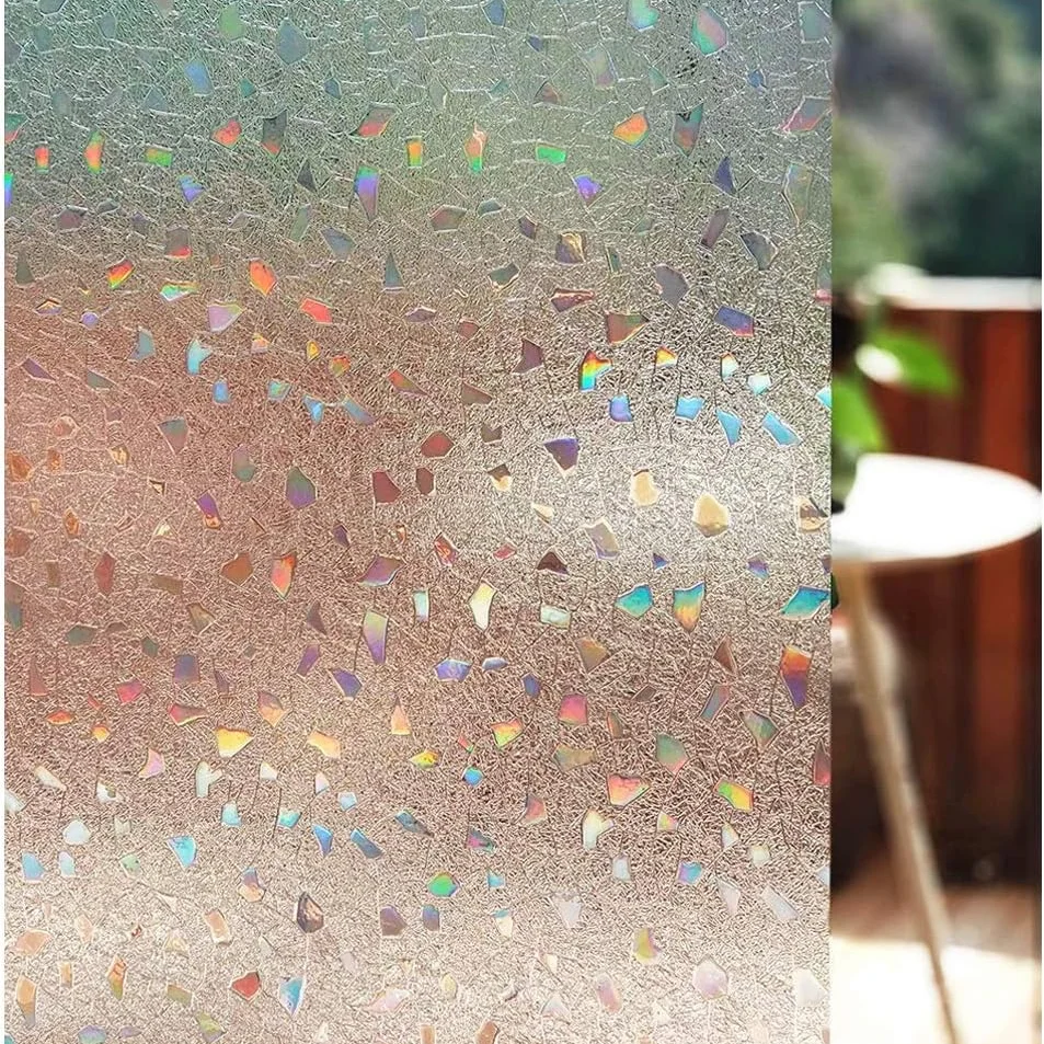 Dekorative Fensterfolie, Buntglas-Sichtschutzfolie, Statische Fensterfolie für Glastüren Zuhause, 3D-Rubble-Design, 45cm 60cm