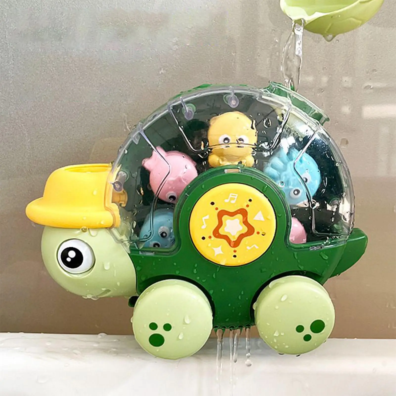 Zabawka do kąpieli żółw, piszczący żółw do kąpieli dla niemowląt z kółkami, zwierzę do kąpieli, zabawka samochodowa do wanny, pojazd do zabawy w wannie na kemping, do domu, hotelu, w podróży
