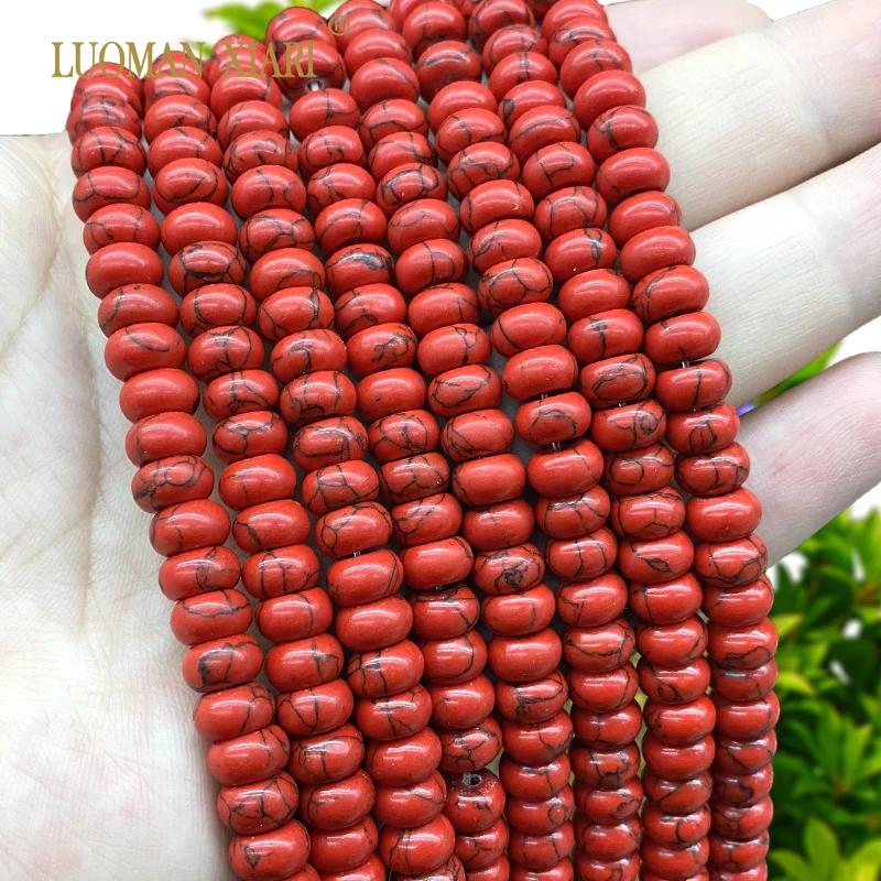 5x8MM Rondelle Red Turquoises Howlite Abacus Natural Stone Loose Space Bead for Jewelry Making Diy Earrings Bracelet Accessories