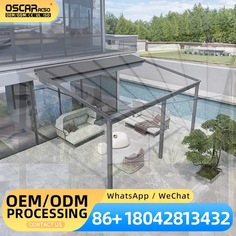 Outdoor Garden Patio Cover Canopy Louver Roof Aluminum Structure for Backyard Terrace Balcony Retractable Canopy Pergola