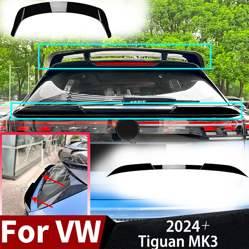 

For Volkswagen Tiguan MK3 2024-2025 Car Rear Trunk Spoiler Wing Lip Middle/Top Wing Trunk Trim Body Kit Tuning Exterior