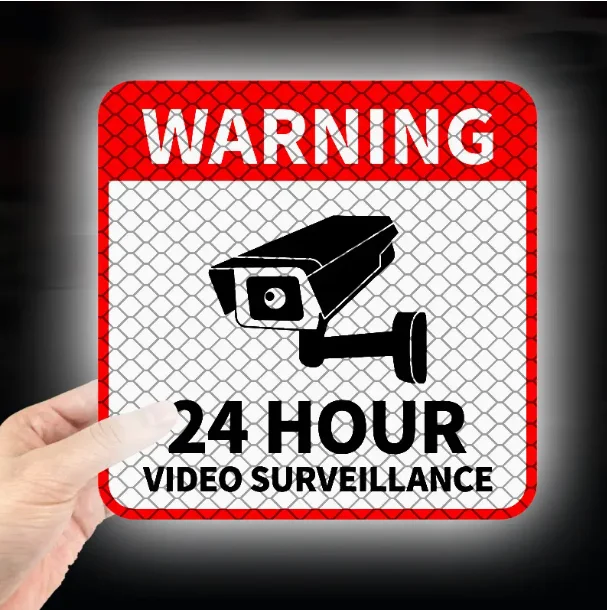 1 Piece of 24-Hour Video Surveillance Warning Sticker (with Camera Icon) — Made of Waterproof and Uv-Resistant Vinyl, Suitable for Car Windows and Motorcycle Trunks, Features Anti-Scratch Properties, Transparent Text Design for a Striking Contrast, Ideal for Christmas Decorations