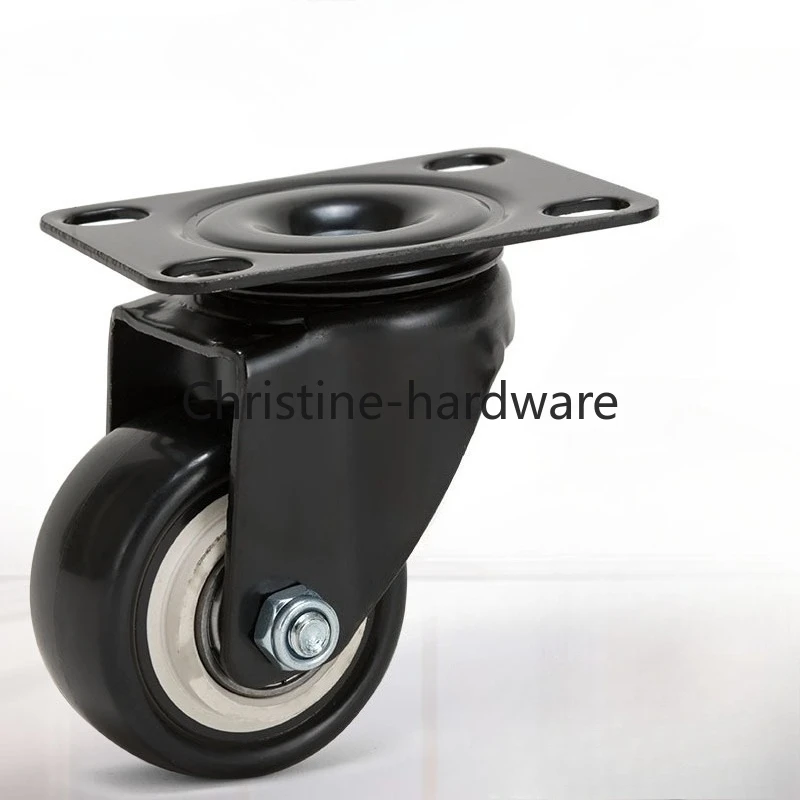 1.5 Inch Dia Heavy Duty 200KG Black Polyurethane Swivel Castor Wheels Trolley Furniture Caster Pack of 4