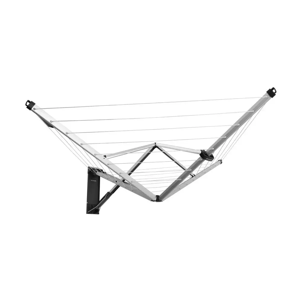 79ft Outdoor Wall-Mounted Folding Clothesline with Cover Convenient One-Handed Operation Wind and Weather Resistant Ideal Large