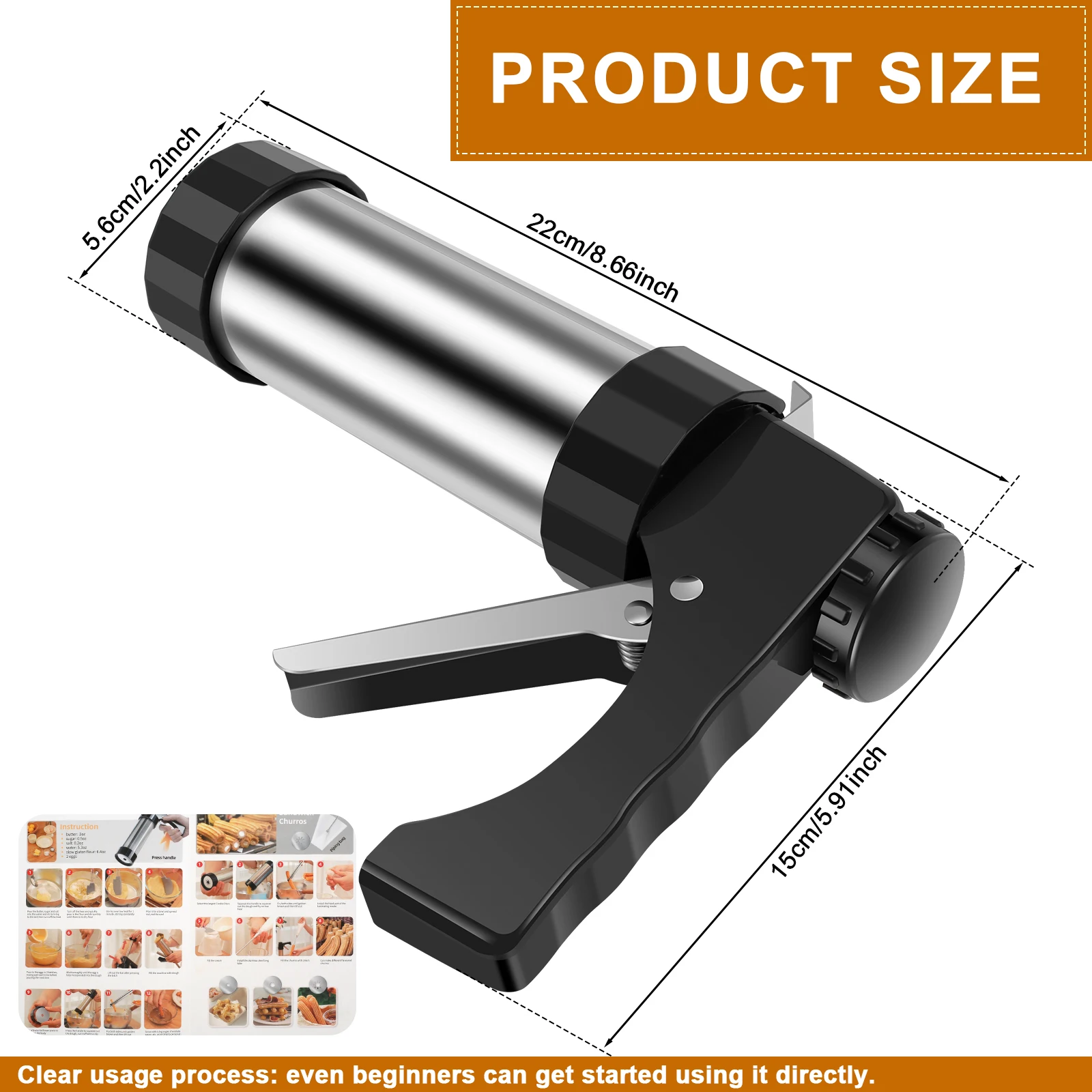 Churrera Churro Maker Machine Stainless Steel Churro Maker Kit Fruit Machine Lightweight Hollow Churro Making Churro Maker Tool