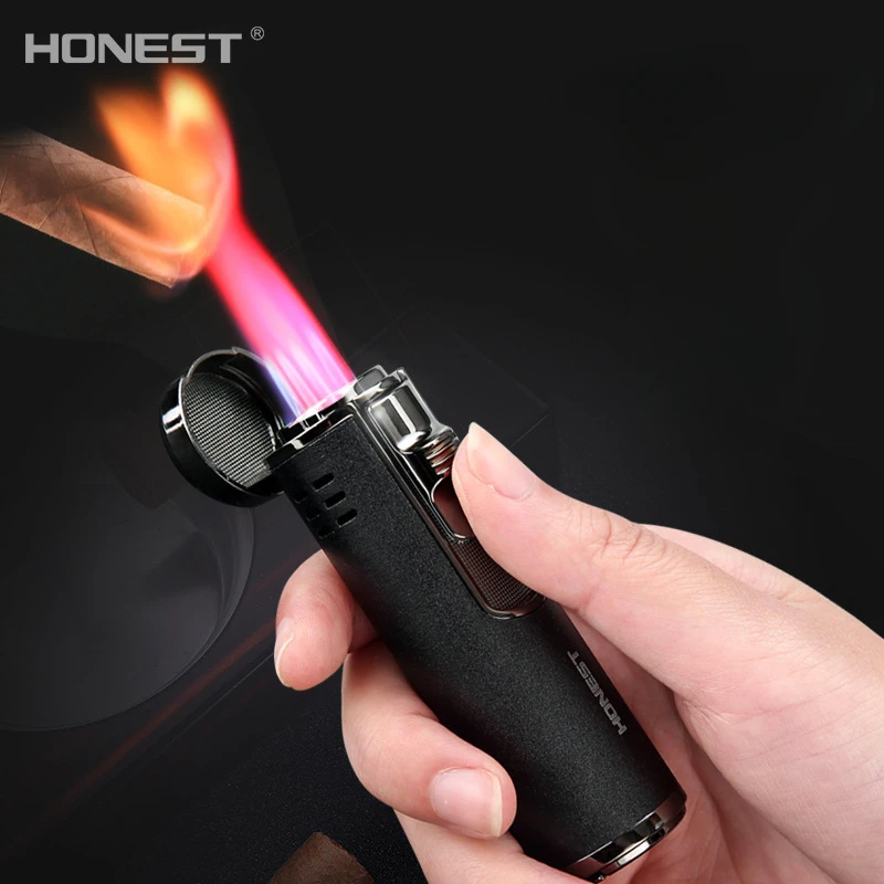 Windproof Fakkel Jet Aansteker Spuitpistool Turbo Gas 1300 C Metaal Vier Nozzles Butaan Sigaar Sigaretten Aanstekers Rookaccessoires