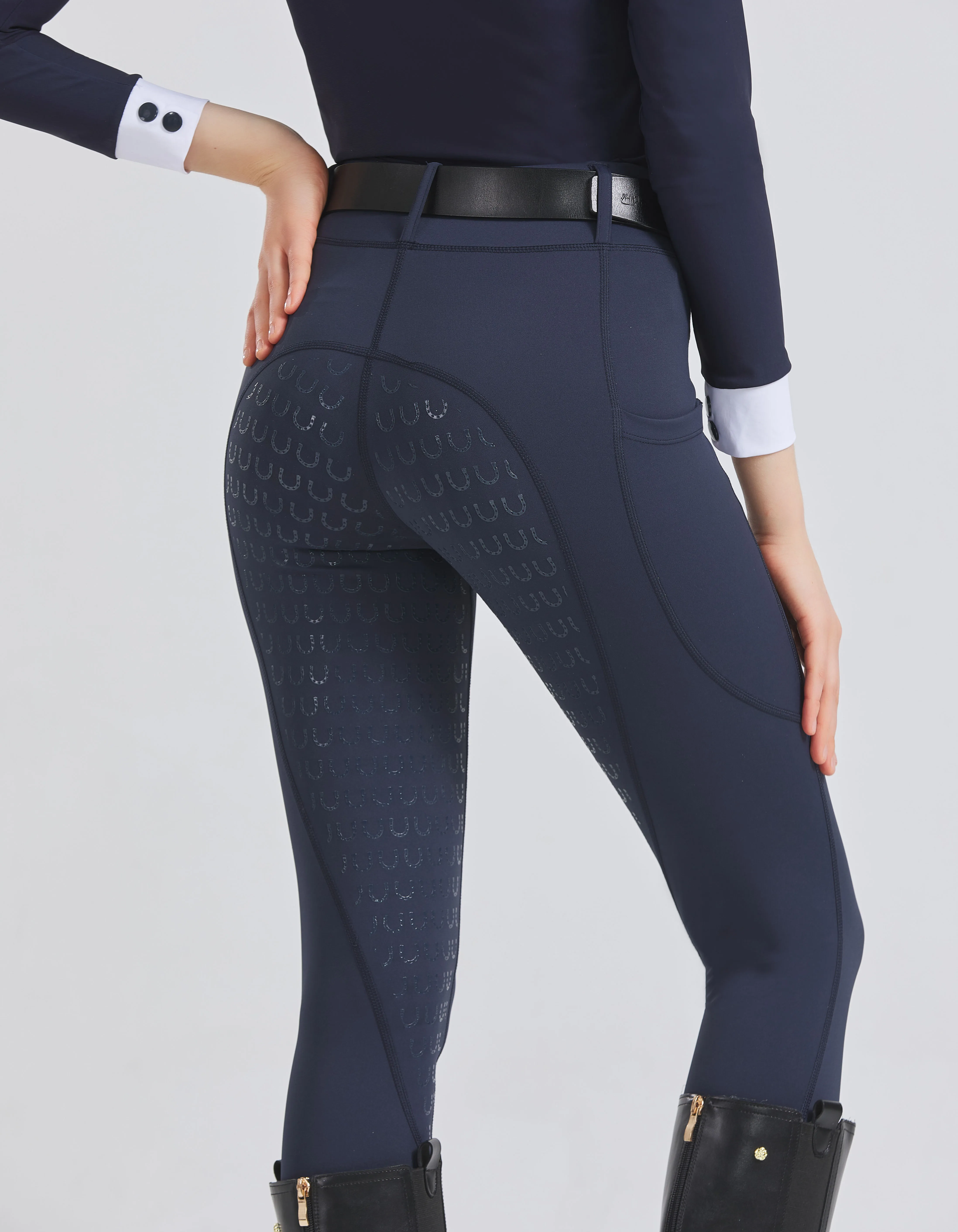 Frühlings- und Sommer-Reithosen für Damen, gestrickt, hochelastisch, schmal geschnitten, mit Silikon, eng anliegende Reithosen, atmungsaktiv – Detail 6